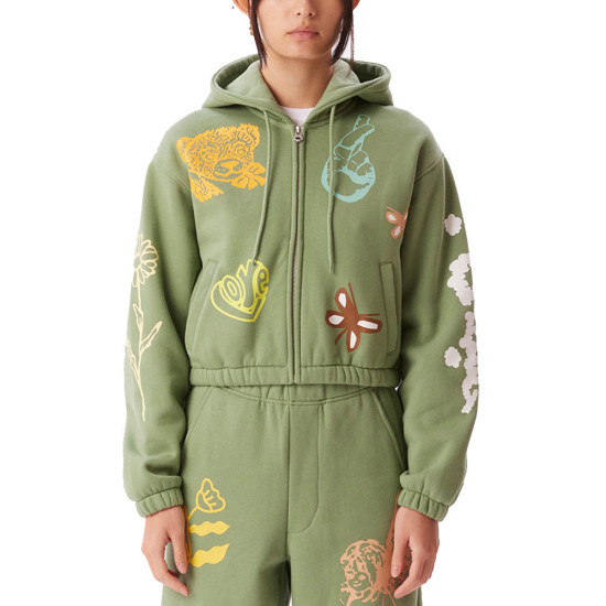 Obey Γυναικεία ζακέτα Luke Cropped Zip Up Hood Specialty Fleece